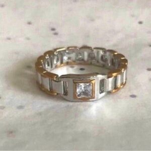 Two tone sterling silver ring